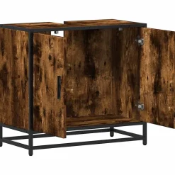 Meuble Wc|Vidaxl Armoire de lavabo de salle de bain chêne fumé 65x33x60 cm