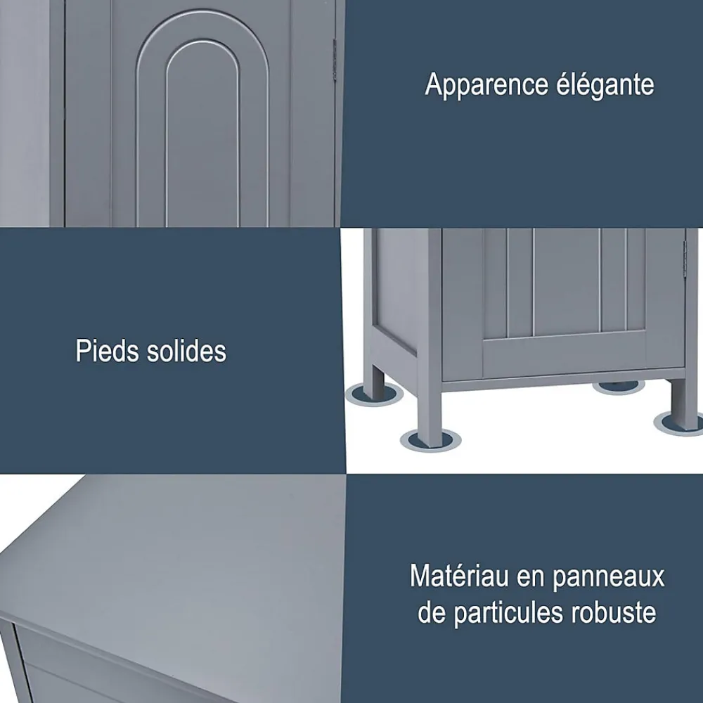 Giantex Armoire de Rangement pour Salle de Bain Meuble de Toilette sur Pied en MDF avec Tiroir et 2 Etagere Reglable a Hauteurs