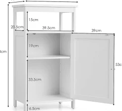 Giantex Armoire de Rangement Salle de Bain, Etagere avec Compartiment et Casier, 2 Etageres a Hauteur Reglable, 45x30x84cm (Blanc)