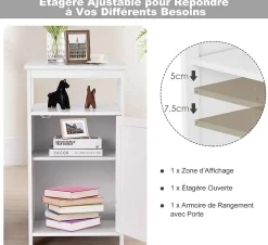 Giantex Armoire de Rangement Salle de Bain, Etagere avec Compartiment et Casier, 2 Etageres a Hauteur Reglable, 45x30x84cm (Blanc)