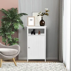 Giantex Armoire de Rangement Salle de Bain, Etagere avec Compartiment et Casier, 2 Etageres a Hauteur Reglable, 45x30x84cm (Blanc)
