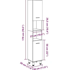 Meuble Wc|Vidaxl Armoire de salle de bain vieux bois 30x30x179cm bois ingénierie