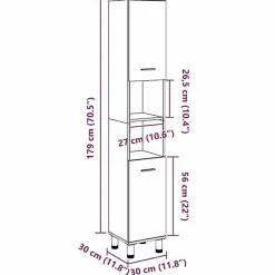 Meuble Wc|Vidaxl Armoire de salle de bain vieux bois 30x30x179cm bois ingénierie