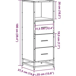 Meuble Wc|Vidaxl Armoire de salle de bain noir 35x37,5x100 cm bois d'ingénierie