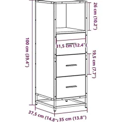 Meuble Wc|Vidaxl Armoire de salle de bain noir 35x37,5x100 cm bois d'ingénierie