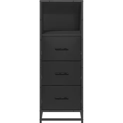 Meuble Wc|Vidaxl Armoire de salle de bain noir 35x37,5x100 cm bois d'ingénierie