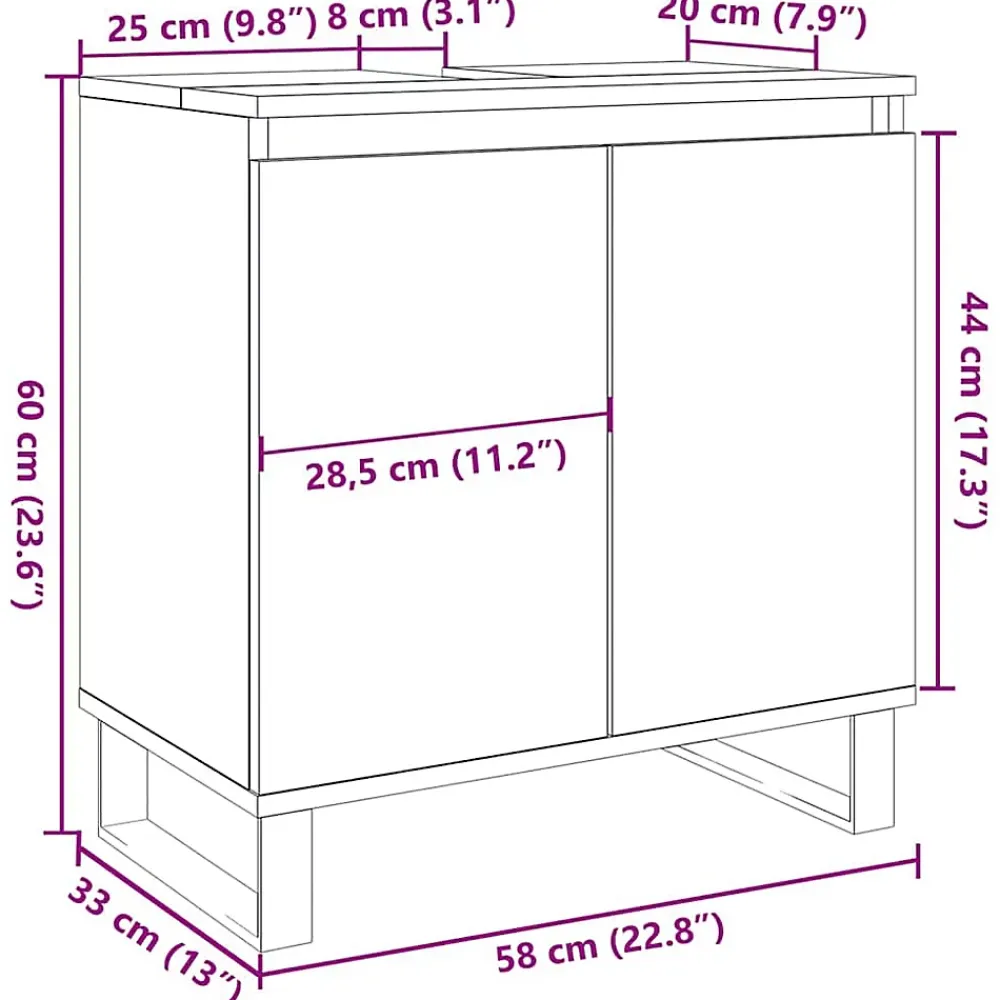 Meuble Wc|Vidaxl Armoire de salle de bain chêne artisanal 58x33x60 cm