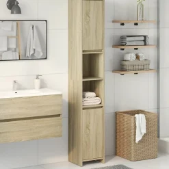 Meuble Wc|Vidaxl Armoire de salle de bain Chêne sonoma 30x30x183,5 cm Aggloméré