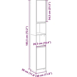 Meuble Wc|Vidaxl Armoire de salle de bain Chêne sonoma 30x30x183,5 cm Aggloméré