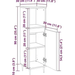 Vidaxl Armoire de salle de bain vieux bois 30x30x100cm bois ingénierie