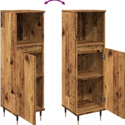 Vidaxl Armoire de salle de bain vieux bois 30x30x100cm bois ingénierie