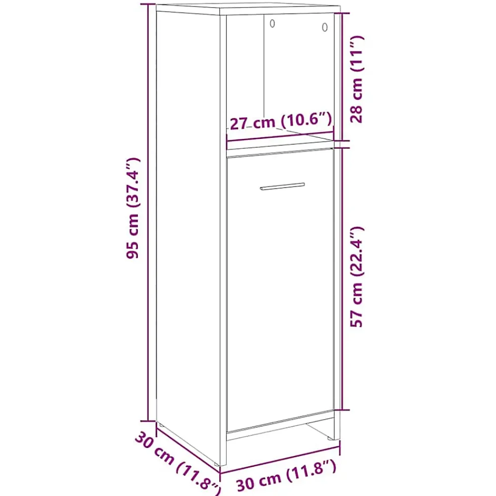 Meuble Wc|Vidaxl Armoire de salle de bain Chêne sonoma 30x30x95 cm Aggloméré