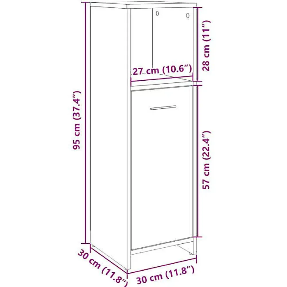 Meuble Wc|Vidaxl Armoire de salle de bain Chêne sonoma 30x30x95 cm Aggloméré