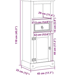 Meuble Wc|Vidaxl Armoire de salle de bain Corona 45x33x110 cm bois de pin massif