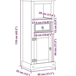 Meuble Wc|Vidaxl Armoire de salle de bain Corona 45x33x110 cm bois de pin massif