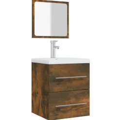 Vidaxl Armoire de salle de bain avec miroir Chêne fumé 41x38,5x48 cm