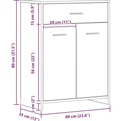 Meuble Wc|Vidaxl Armoire de salle de bain chêne artisanal 60x33x80 cm