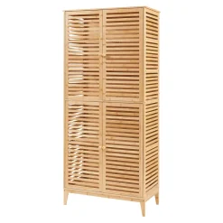 Armoire De Salle De Bains|[En.Casa] Armoire de salle de bain Raurgela bambou 180 x 80 x 40 cm naturel en.casa