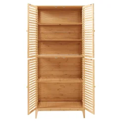 Armoire De Salle De Bains|[En.Casa] Armoire de salle de bain Raurgela bambou 180 x 80 x 40 cm naturel en.casa