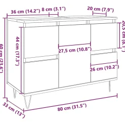 Vidaxl Armoire de salle de bain vieux bois 80x33x60 cm bois ingénierie