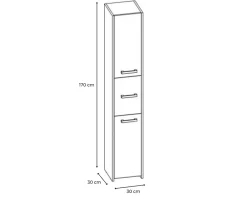 Armoire De Salle De Bains|3xE Living Armoire de salle de bain, blanc mat, 170 x 30 x 30 cm