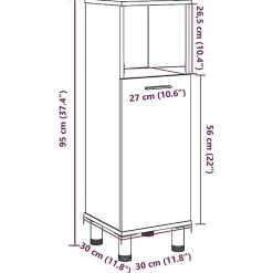 Vidaxl Armoire de salle de bain vieux bois 30x30x95 cm bois ingénierie