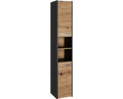 Armoire De Salle De Bains|3xE Living Armoire de salle de bain, antracite, chêne artisan, 170 x 30 x 30 cm