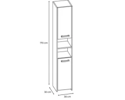 Armoire De Salle De Bains|3xE Living Armoire de salle de bain, antracite, chêne artisan, 170 x 30 x 30 cm