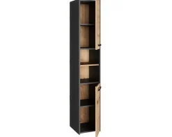 Armoire De Salle De Bains|3xE Living Armoire de salle de bain, antracite, chêne artisan, 170 x 30 x 30 cm