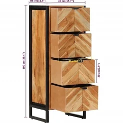 Vidaxl Armoire de salle de bain bois massif d'acacia et fer