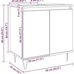 Meuble Wc|Vidaxl Armoire de salle de bain chêne artisanal 58x33x60 cm