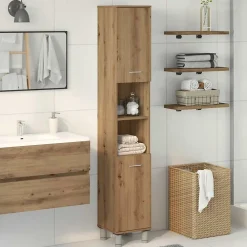 Meuble Wc|Vidaxl Armoire de salle de bain chêne artisanal 30x30x179 cm