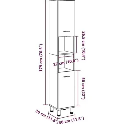 Meuble Wc|Vidaxl Armoire de salle de bain chêne artisanal 30x30x179 cm