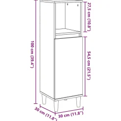 Vidaxl Armoire de salle de bain gris béton 30x30x100 cm