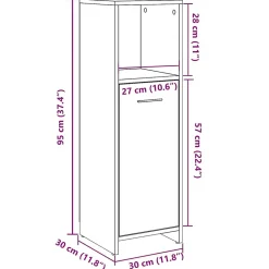 Meuble Wc|Vidaxl Armoire de salle de bain Gris béton 30x30x95 cm Aggloméré