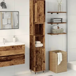 Meuble Wc|Vidaxl Armoire de salle de bain vieux bois 30x30x190cm bois ingénierie