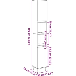 Meuble Wc|Vidaxl Armoire de salle de bain vieux bois 30x30x190cm bois ingénierie