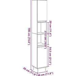 Meuble Wc|Vidaxl Armoire de salle de bain vieux bois 30x30x190cm bois ingénierie