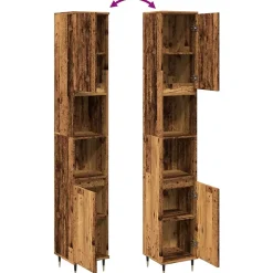 Meuble Wc|Vidaxl Armoire de salle de bain vieux bois 30x30x190cm bois ingénierie