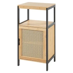 [En.Casa] Armoire de salle de bain Tervola MDF bambou rotin 80 x 40 x 35 cm noir naturel en.casa