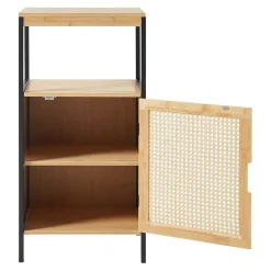 [En.Casa] Armoire de salle de bain Tervola MDF bambou rotin 80 x 40 x 35 cm noir naturel en.casa