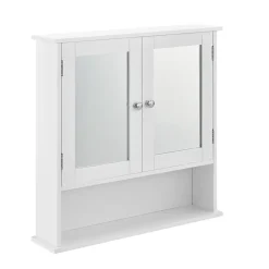 Meuble De Salle De Bains Faible Profondeur|[En.Casa] Armoire de salle de bain vintage avec miroir MDF Blanc laqué en.casa