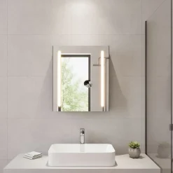 Dileci Armoire de salle de bain à miroir LED 55 x 15 x 65cm -
