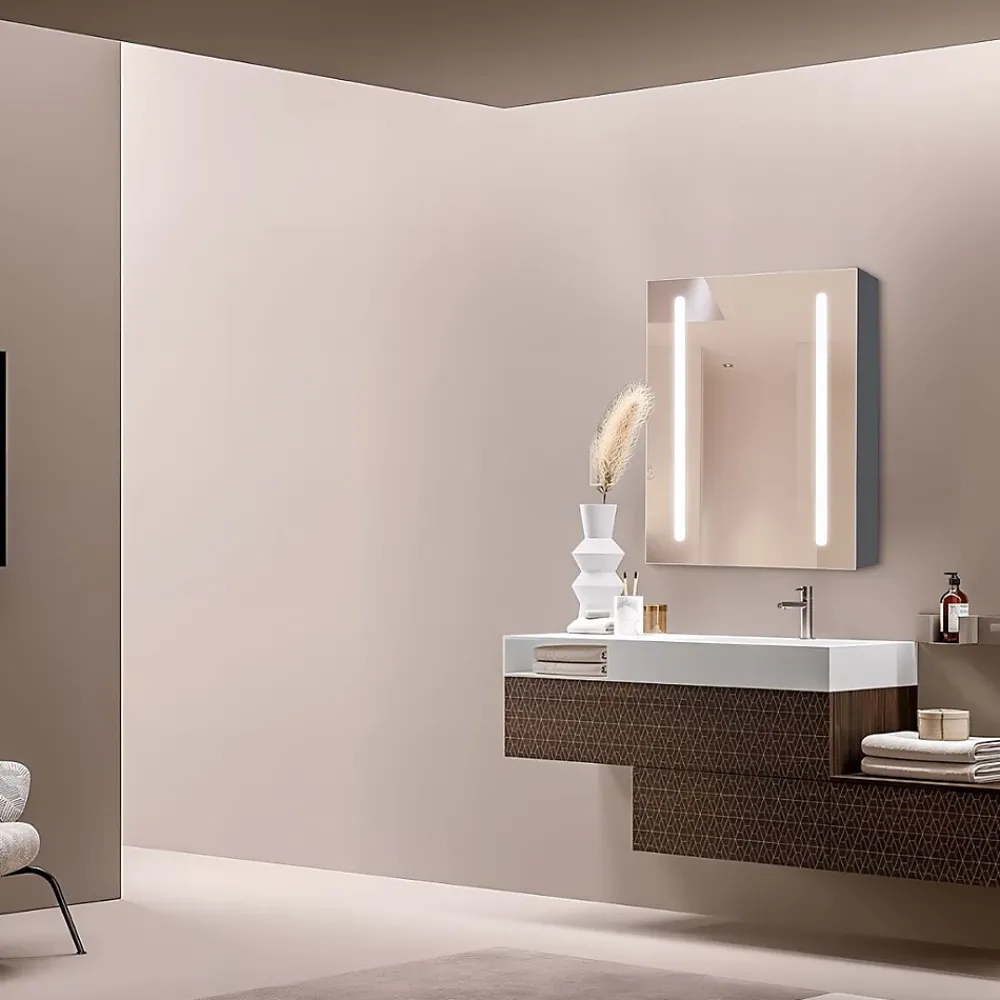 Dileci Armoire de salle de bain à miroir LED 55 x 15 x 65cm -