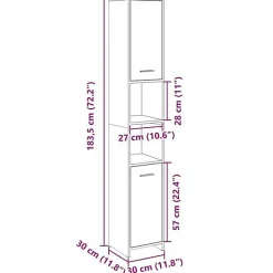 Vidaxl Armoire de salle de bain Chêne sonoma 30x30x183,5 cm Aggloméré