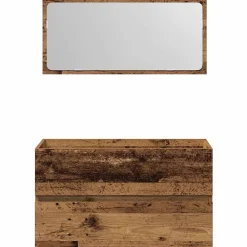 Meuble Wc|Vidaxl Armoire de salle de bain et miroir vieux bois bois d'ingénierie