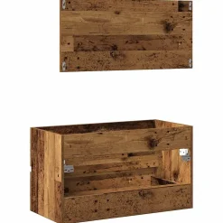 Meuble Wc|Vidaxl Armoire de salle de bain et miroir vieux bois bois d'ingénierie