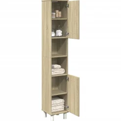 Meuble Wc|Vidaxl Armoire de salle de bain chêne sonoma 30,5x30x179 cm
