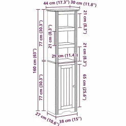 Meuble Wc|Vidaxl Armoire de salle de bain BODO gris 44x30x160 cm