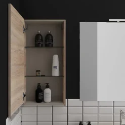 Armoire De Salle De Bains|Planète Bain Armoire de salle de bain 40x80 décor chêne oak bordolino à suspendre